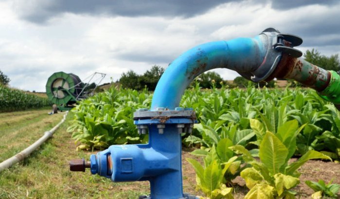 Afvalwater gebruikt voor irrigatie landbouwgrond in Marokko