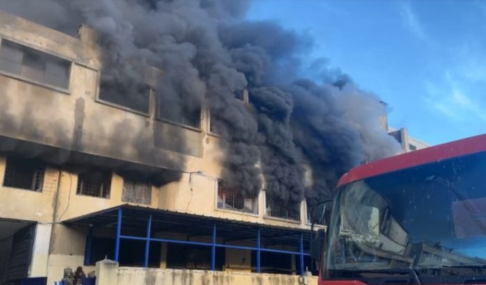 Schoenenfabriek in Tanger verwoest door brand (video)